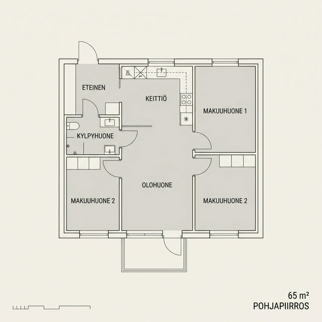 Pohjakuva — 65 m², 3h+k