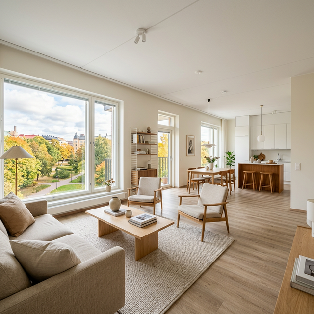 Ruskeasuon neljä huonetta — olohuone